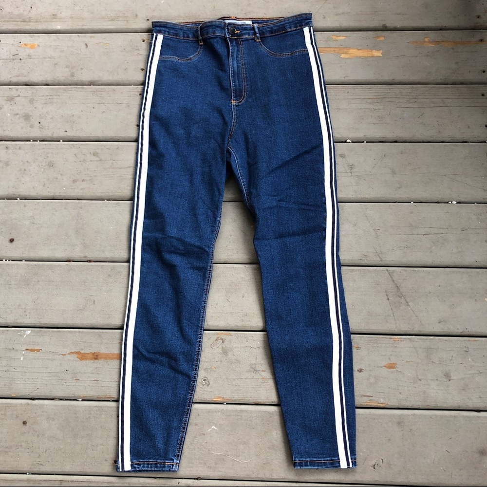 Zara High-Rise Jeans with Stripe Trafaluc Denim Size 12